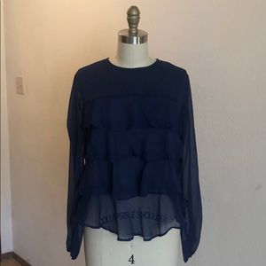 LOFT Outlet blue long sleeve blouse